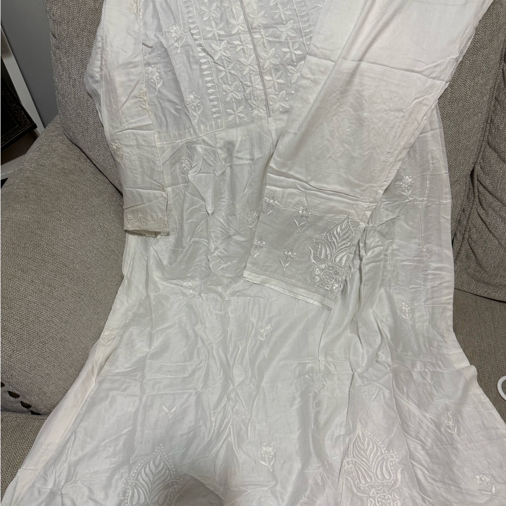 Elegant White Embroidered Dress